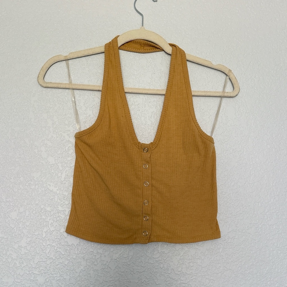 Bozzolo Golden Button-Front Ribbed Tank Top